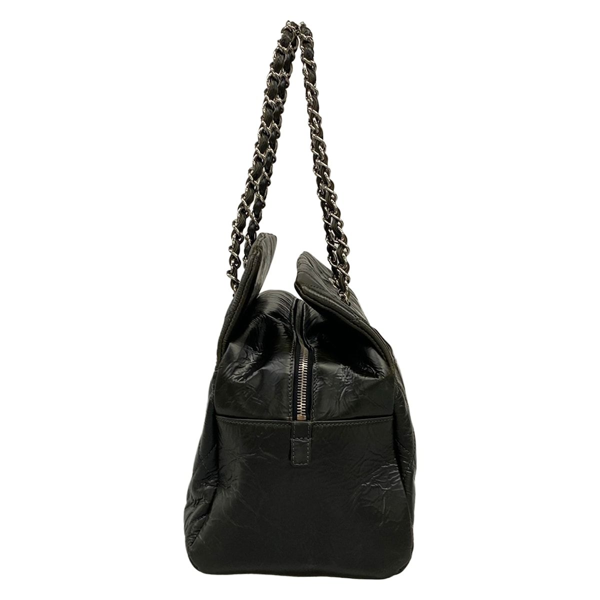 Chanel Handbag Quilted Black Chain Shoulder Silver — view 4