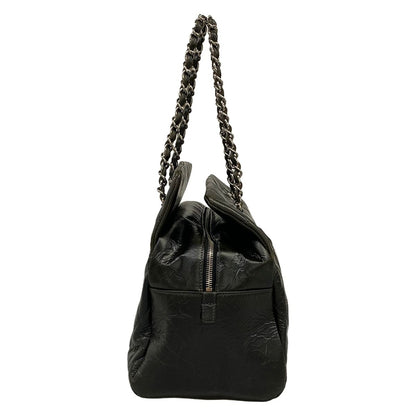 Chanel Handbag Quilted Black Chain Shoulder Silver — view 4