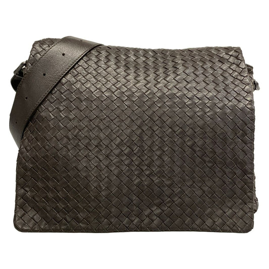 Bottega Veneta Shoulder Bag Intrecciato Dark Brown Leather