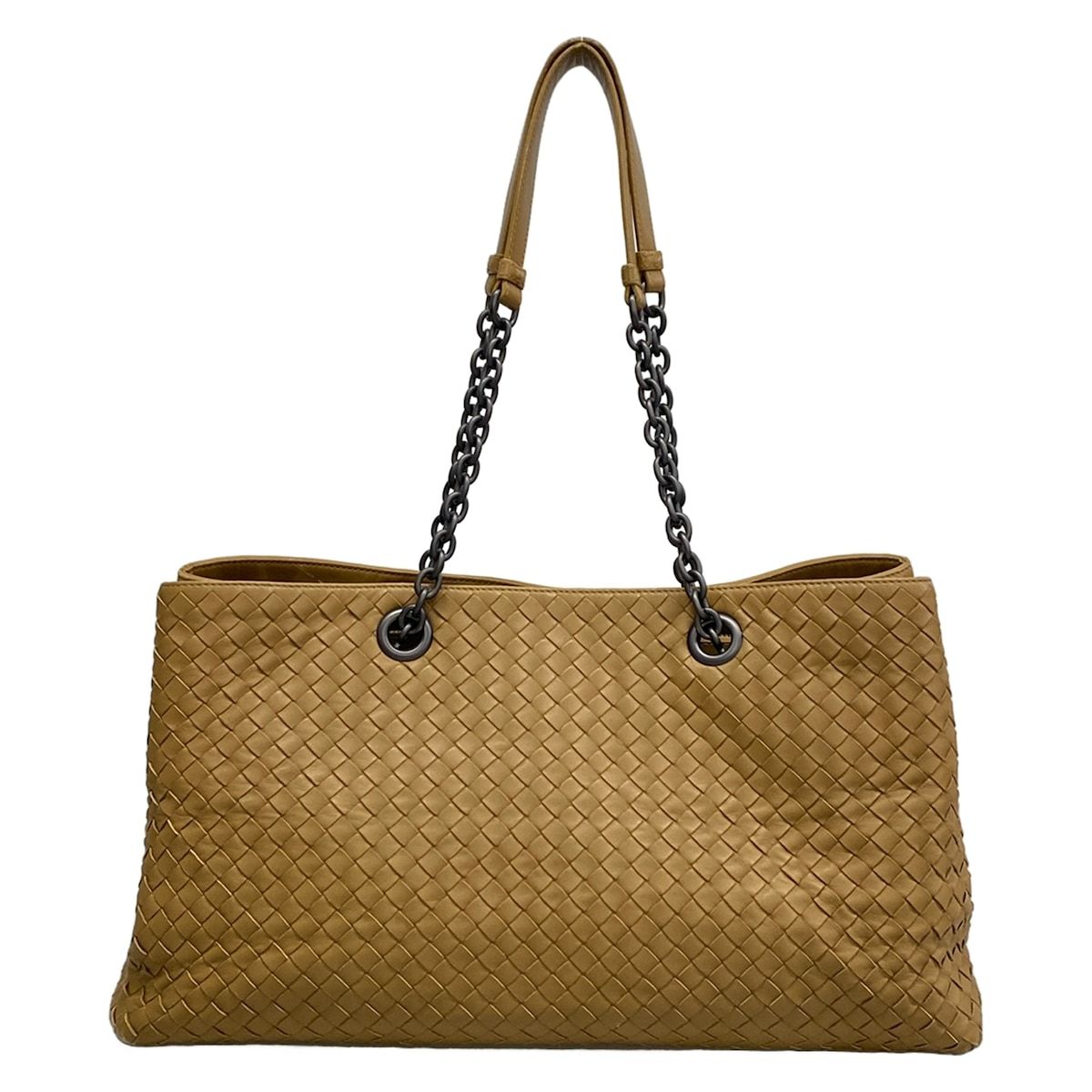 Bottega Veneta Tote Intrecciato Light Brown Chain Shoulder Leather