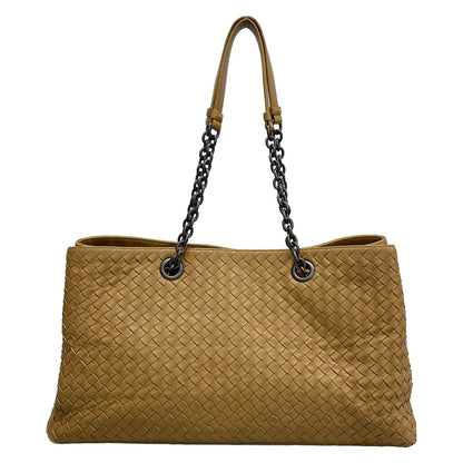 Bottega Veneta Tote Intrecciato Light Brown Chain Shoulder Leather