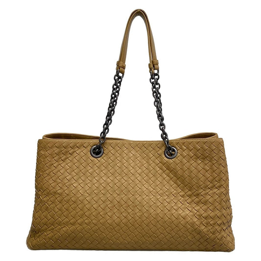 Bottega Veneta Tote Intrecciato Light Brown Chain Shoulder Leather