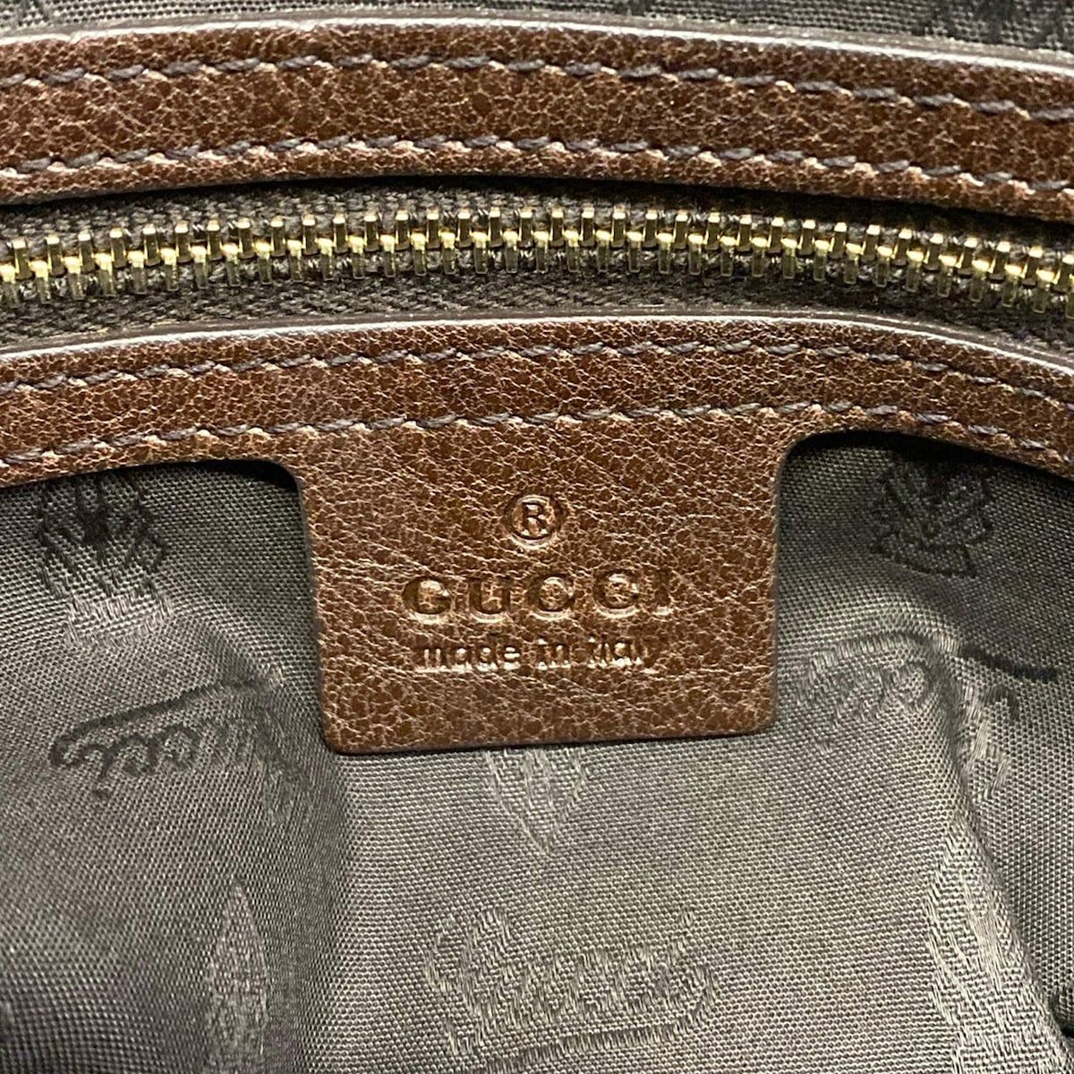 Gucci Handbag GG Pattern Double Dark Brown Beige Leather — view 8