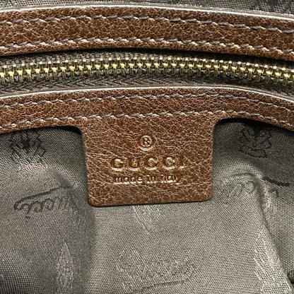 Gucci Handbag GG Pattern Double Dark Brown Beige Leather — view 8