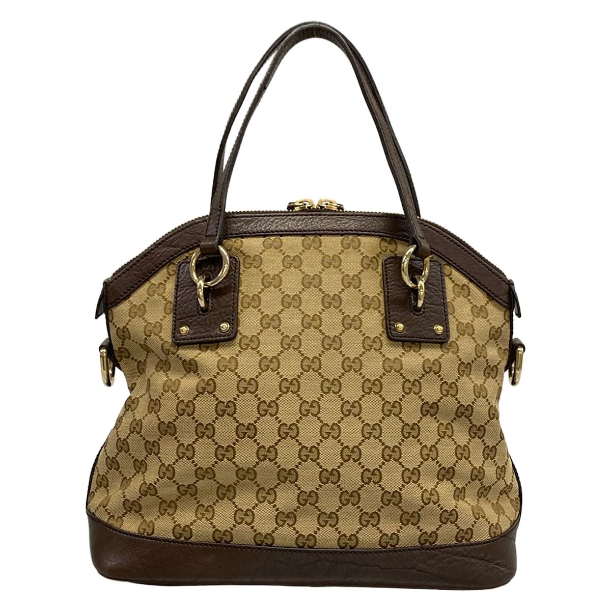 Gucci Handbag GG Pattern Double Dark Brown Beige Leather — view 3