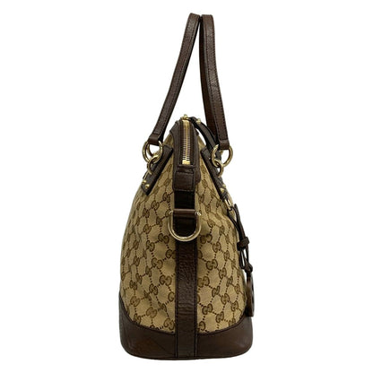 Gucci Handbag GG Pattern Double Dark Brown Beige Leather — view 2
