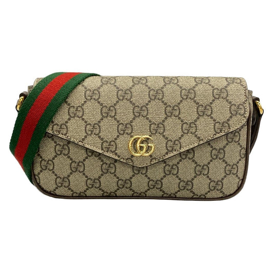 Gucci Shoulder Bag Ophidia Beige Dark Brown Multi Leather