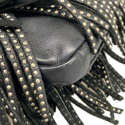Saint Laurent Paris Shoulder Bag Black Fringe Studs Leather — view 6