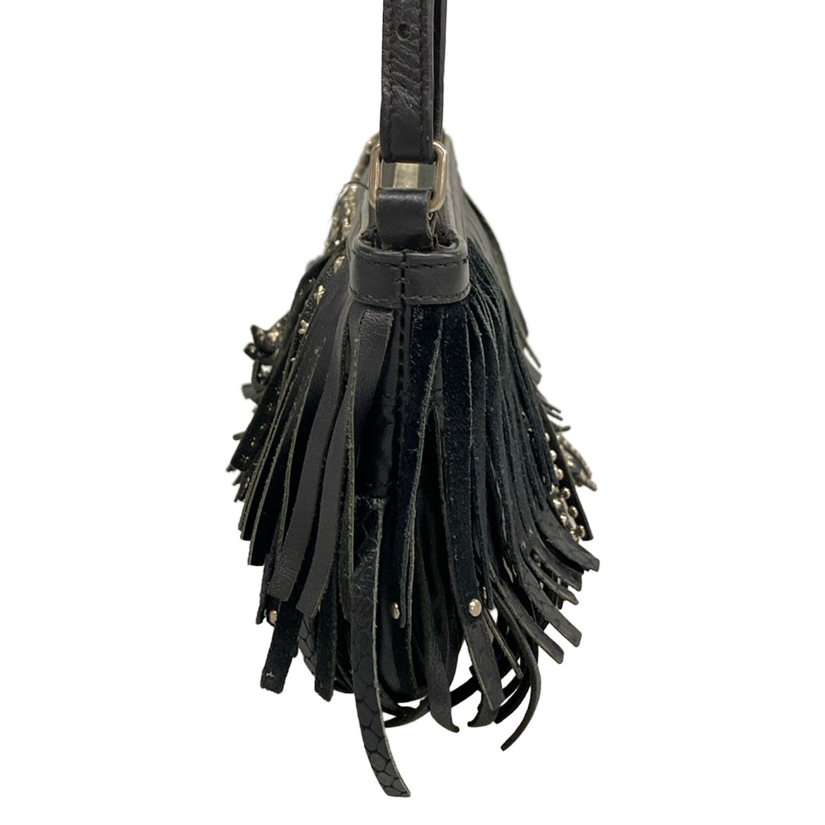 Saint Laurent Paris Shoulder Bag Black Fringe Studs Leather — view 4
