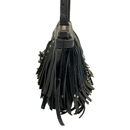 Saint Laurent Paris Shoulder Bag Black Fringe Studs Leather — view 4