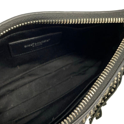 Saint Laurent Paris Shoulder Bag Black Fringe Studs Leather — view 7