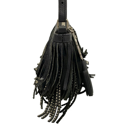 Saint Laurent Paris Shoulder Bag Black Fringe Studs Leather — view 2