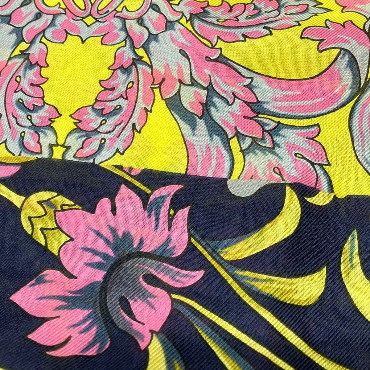 Loewe Shawl Yellow Dark Navy Multi Butterfly Cashmere Scarf — view 3