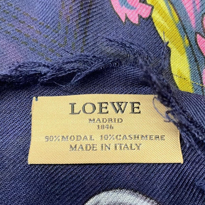 Loewe Shawl Yellow Dark Navy Multi Butterfly Cashmere Scarf — view 2