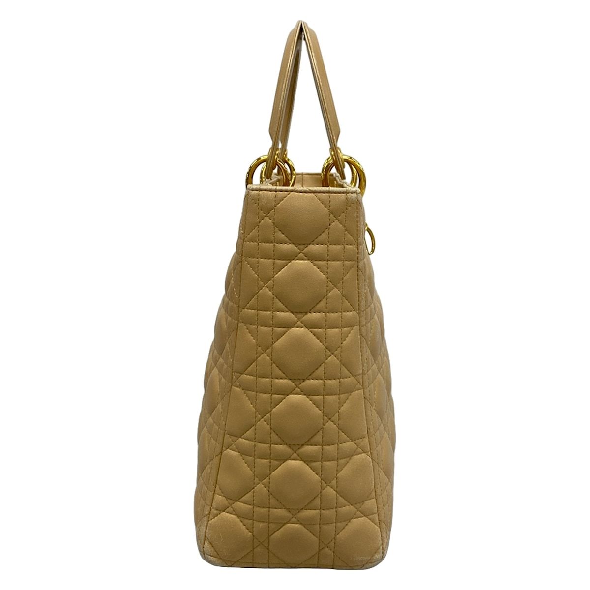 Dior Handbag Lady Large Bag Beige Gold Lambskin — view 2