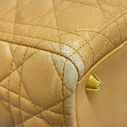 Dior Handbag Lady Large Bag Beige Gold Lambskin — view 6