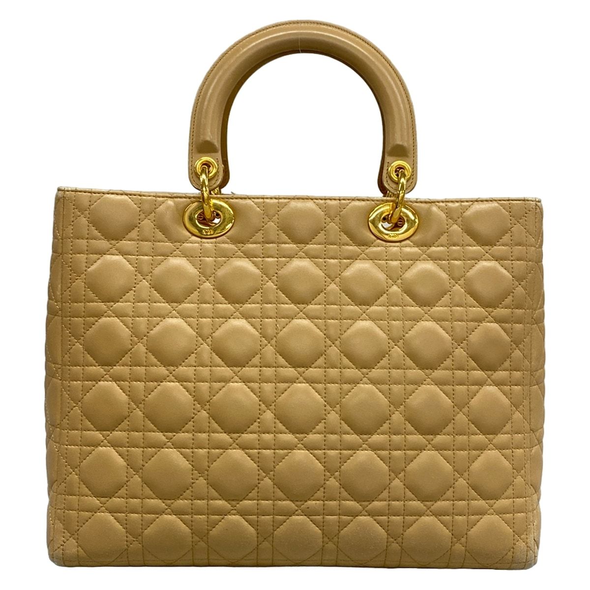 Dior Handbag Lady Large Bag Beige Gold Lambskin — view 3