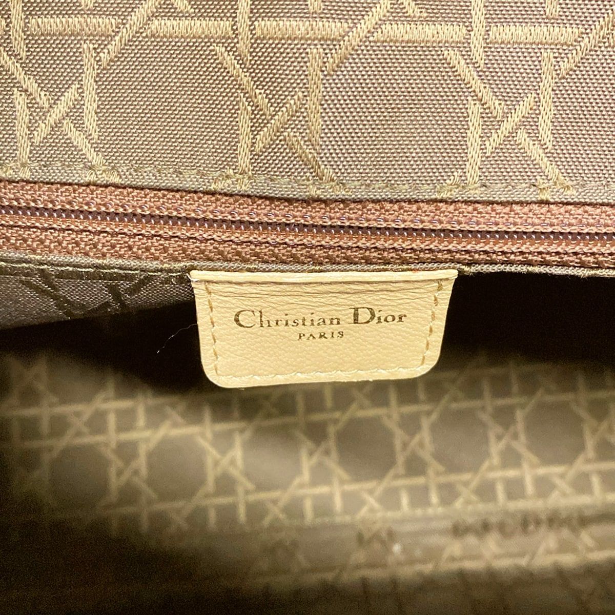 Dior Handbag Lady Large Bag Beige Gold Lambskin — view 9