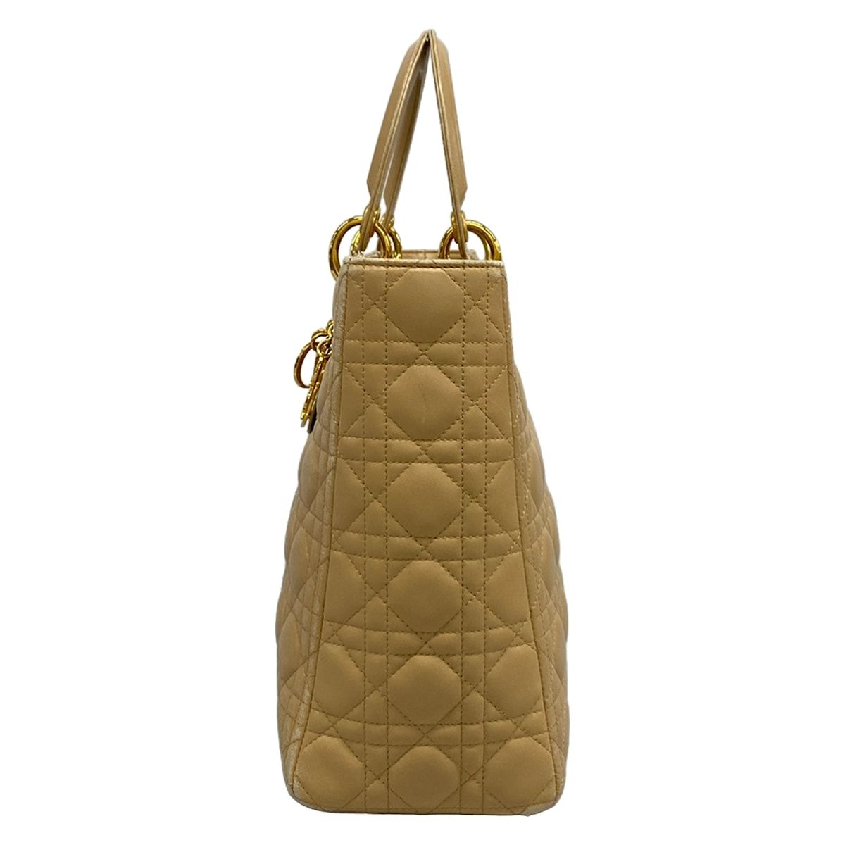 Dior Handbag Lady Large Bag Beige Gold Lambskin — view 4