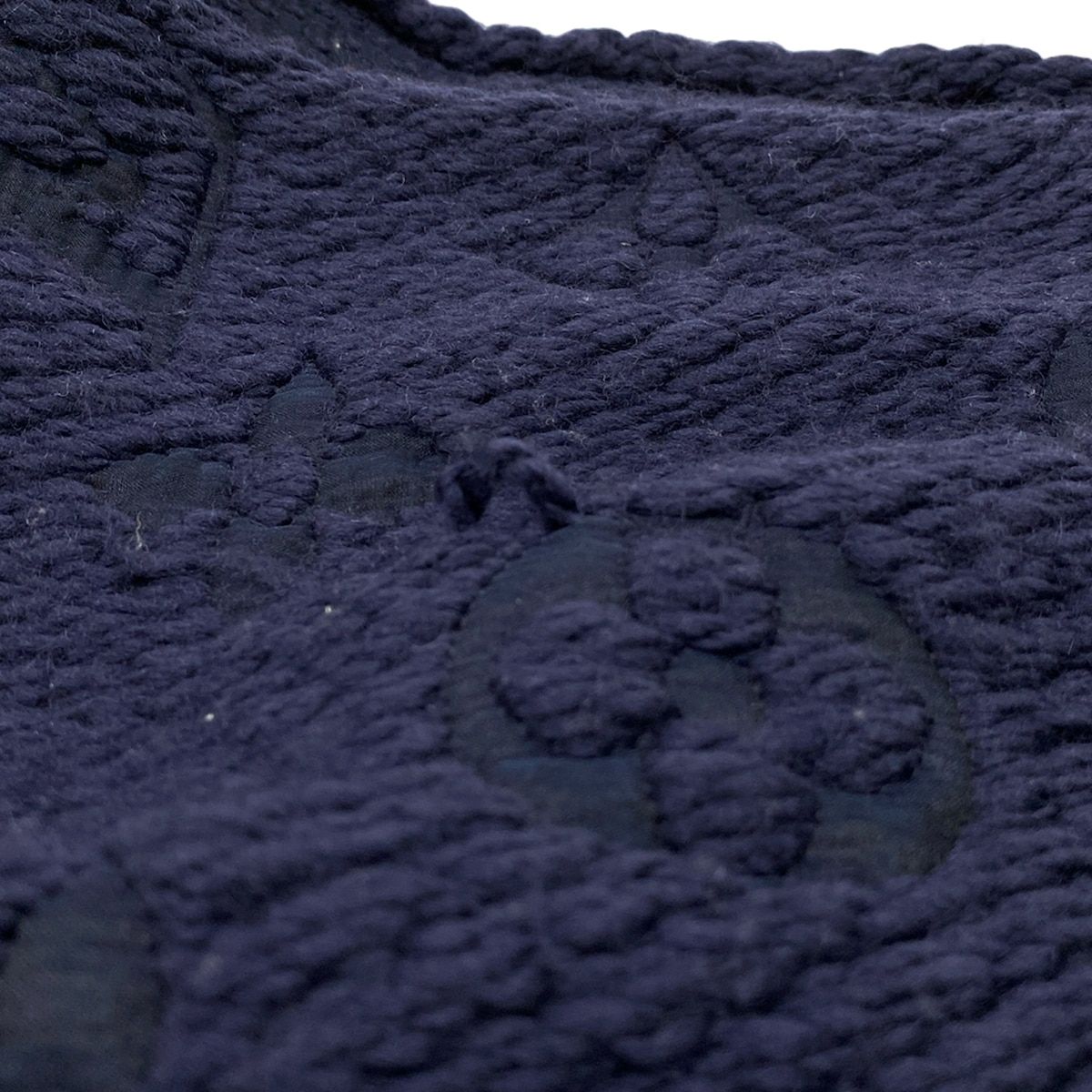 Louis Vuitton Scarf Echarpe Logo Mania Blue Nuit Fringe Wool Silk — view 3