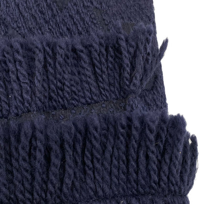 Louis Vuitton Scarf Echarpe Logo Mania Blue Nuit Fringe Wool Silk — view 5