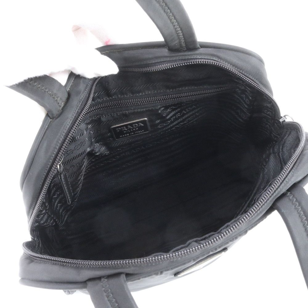 Prada Tessuto Nylon Triangle Logo Handbag Black — view 7