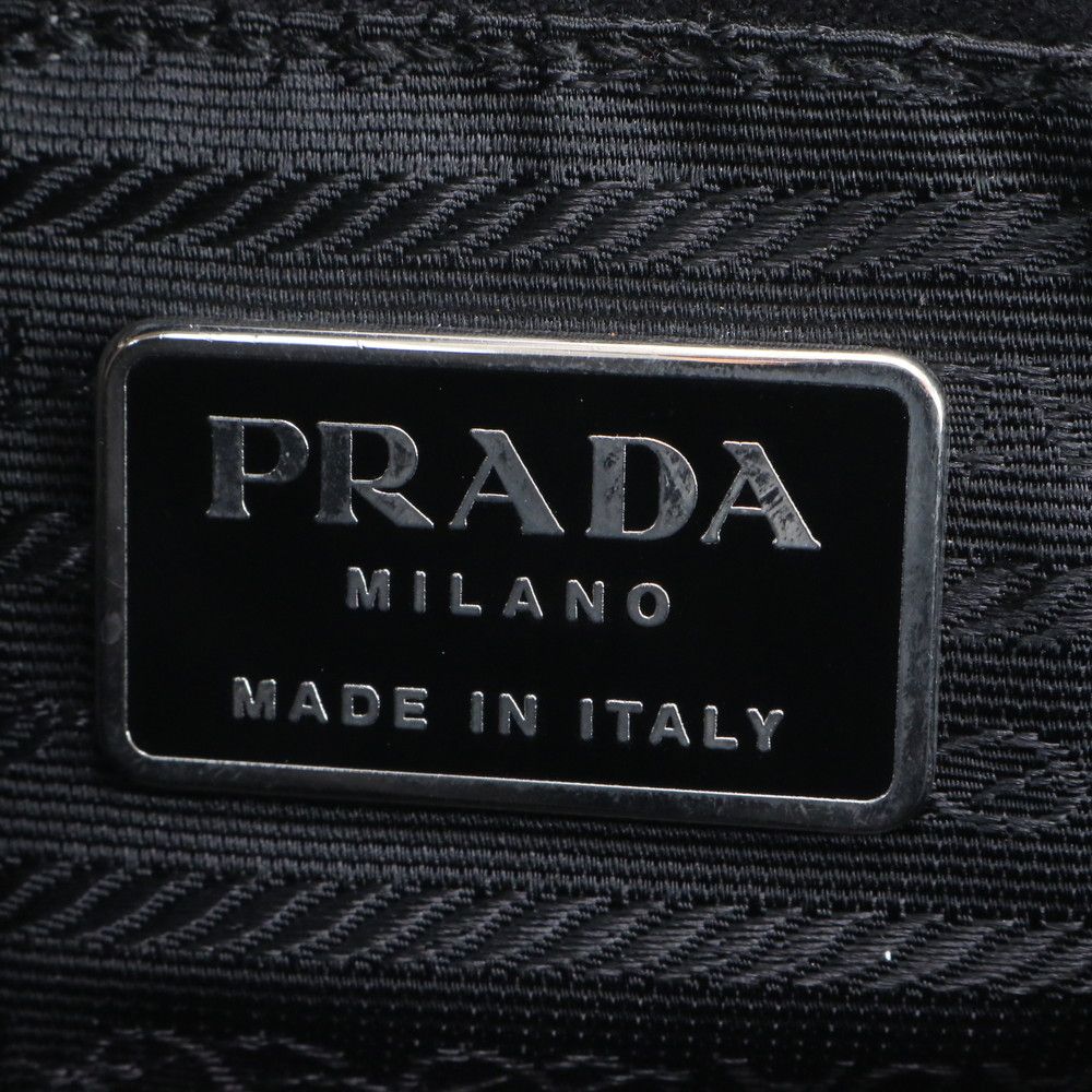 Prada Tessuto Nylon Triangle Logo Handbag Black — view 9