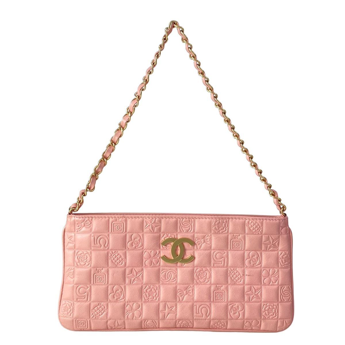 Chanel Shoulder Bag Icon Pink Chain Matt Togo Lambskin