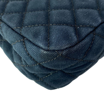 Chanel Shoulder Bag Quilted Cruise Line Dark Navy Chain Silver — view 8