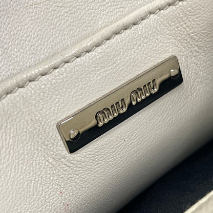 Miu Miu Tote Miu Crystal Matelasse White Leather — view 9