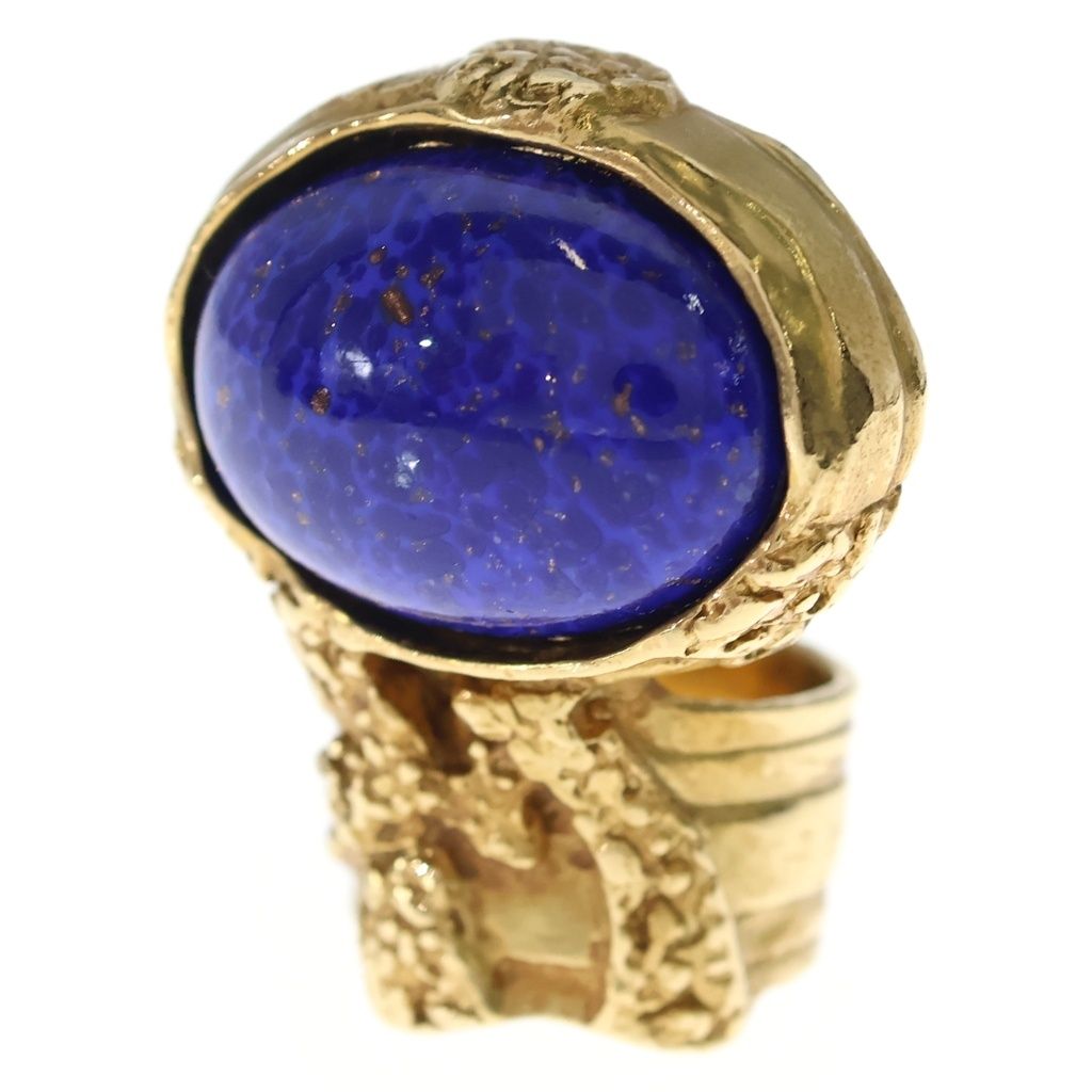 Saint Laurent Yves Artie Oval Ring Gold Blue