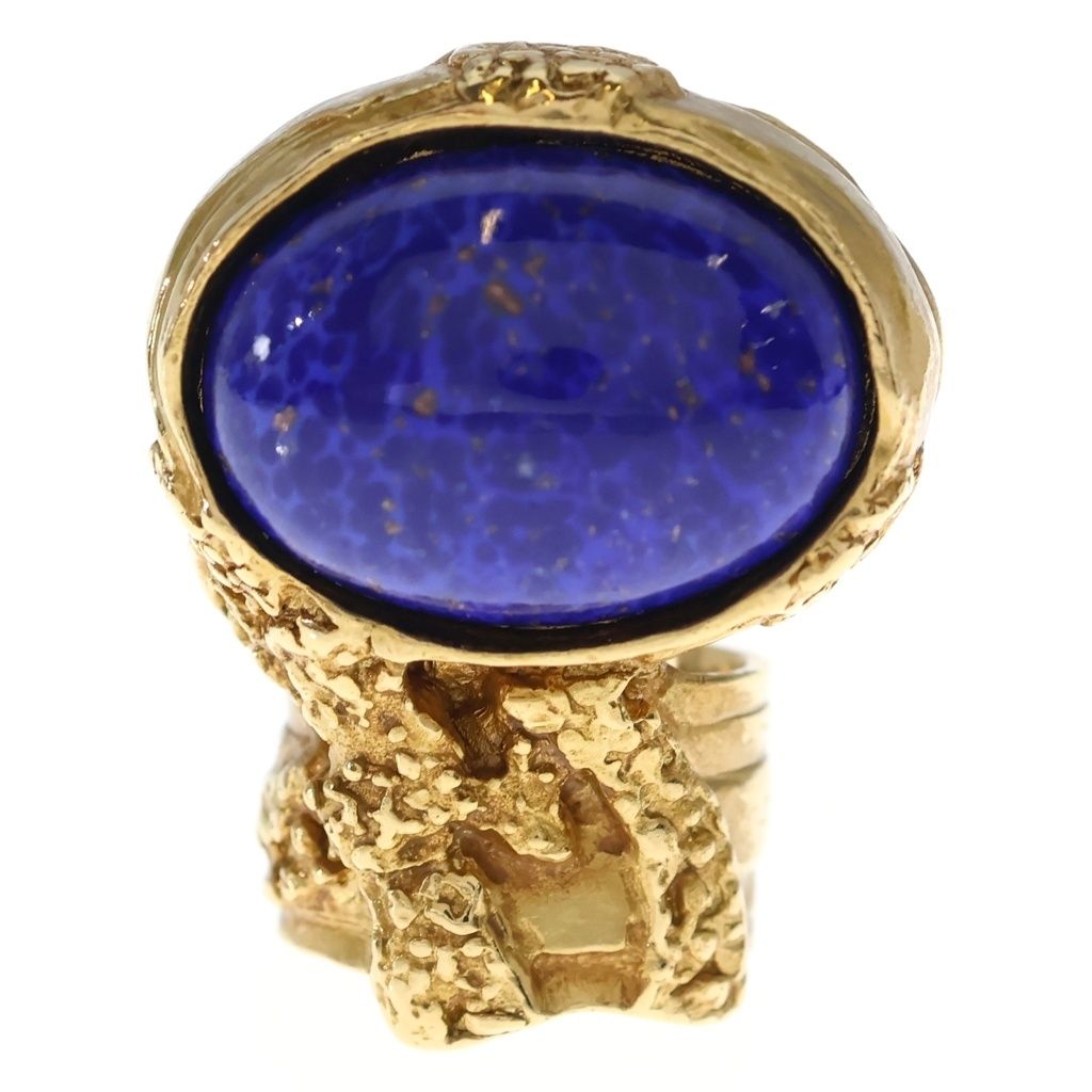 Saint Laurent Yves Artie Oval Ring Gold Blue — view 4
