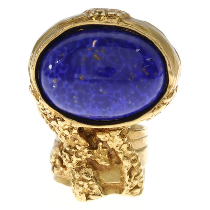 Saint Laurent Yves Artie Oval Ring Gold Blue — view 4