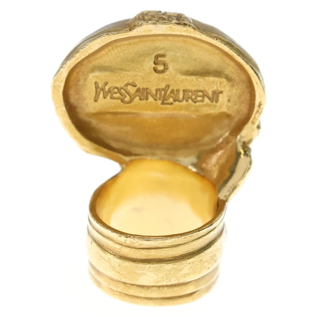 Saint Laurent Yves Artie Oval Ring Gold Blue — view 2