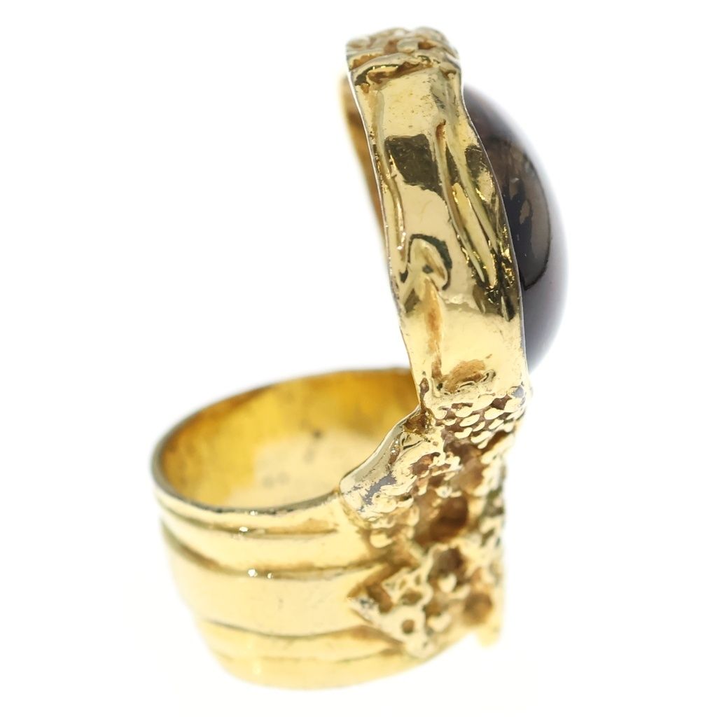 Saint Laurent Yves Artie Oval Ring Gold Brown — view 3