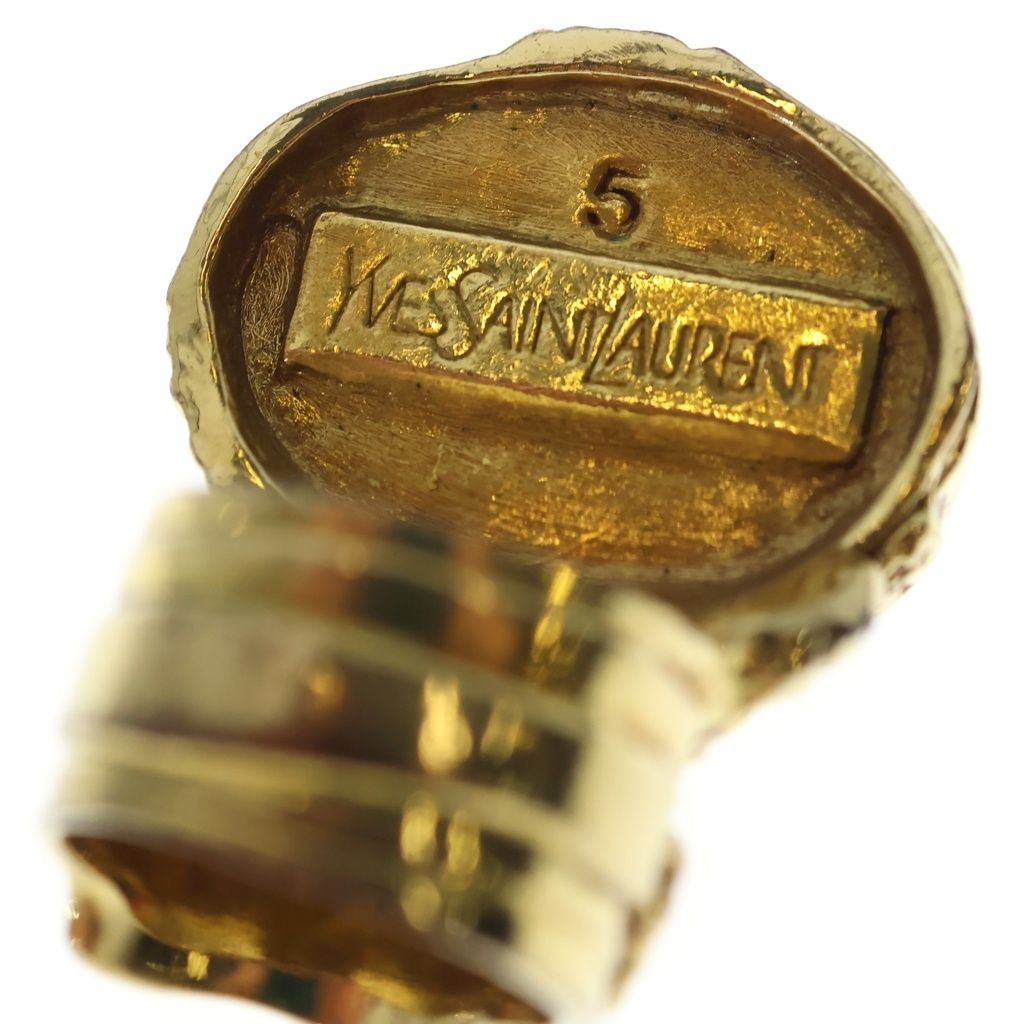 Saint Laurent Yves Artie Oval Ring Gold Brown — view 5