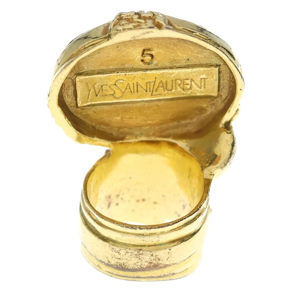 Saint Laurent Yves Artie Oval Ring Gold Brown — view 2