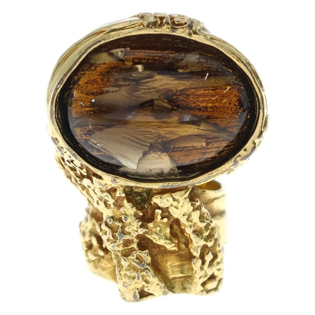 Saint Laurent Yves Artie Oval Ring Gold Brown — view 4