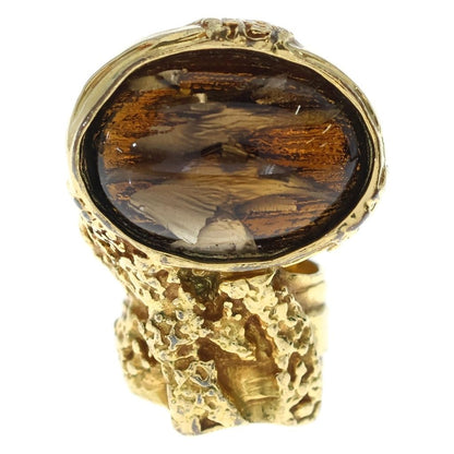 Saint Laurent Yves Artie Oval Ring Gold Brown — view 4