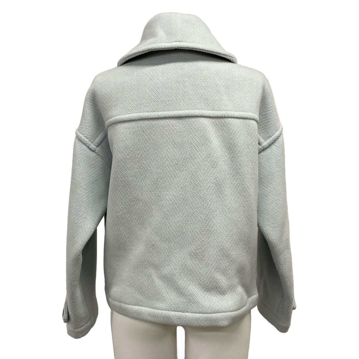 Hermes Coat 34 S Light Blue Long Sleeve Short Length Autumn Winter Wool — view 2