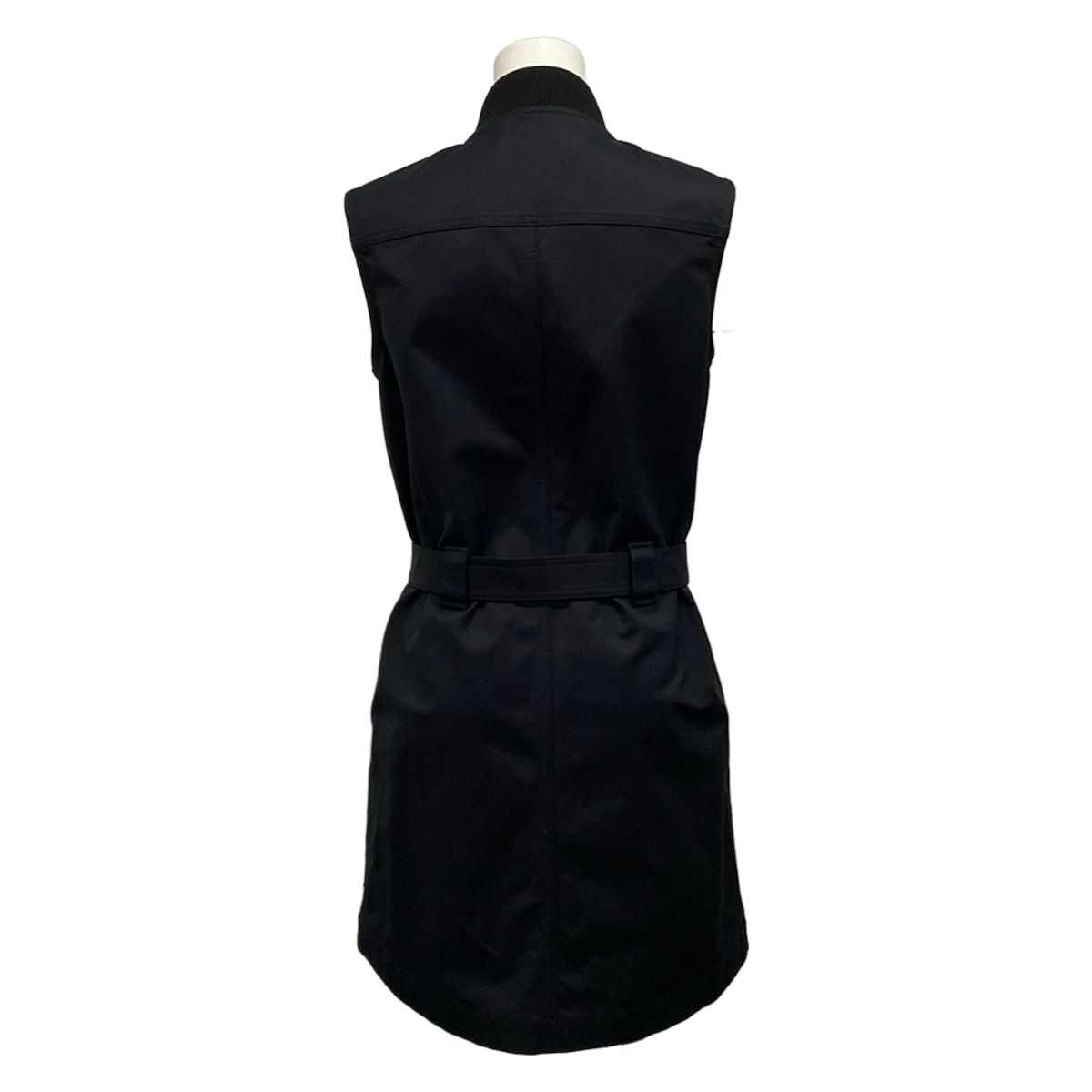 Hermes Vest 36 S Black Long Length Quilted Zip Up Cotton — view 2
