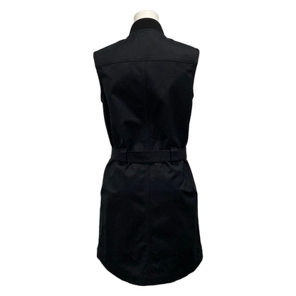 Hermes Vest 36 S Black Long Length Quilted Zip Up Cotton — view 2