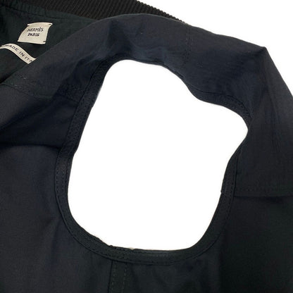 Hermes Vest 36 S Black Long Length Quilted Zip Up Cotton — view 7