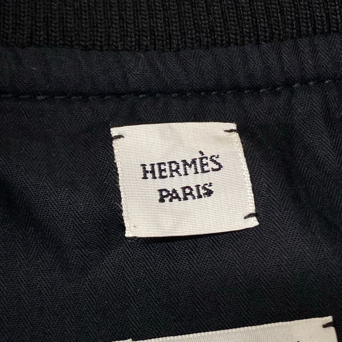 Hermes Vest 36 S Black Long Length Quilted Zip Up Cotton — view 3