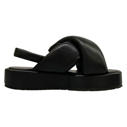 Prada Sandals 39 Black Cross Platform Leather — view 2