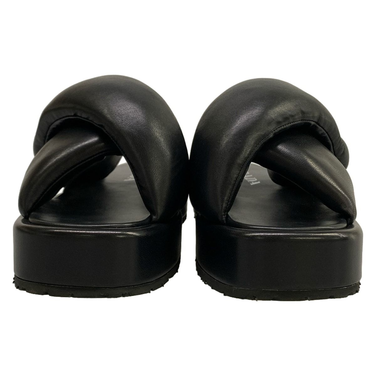 Prada Sandals 39 Black Cross Platform Leather — view 5