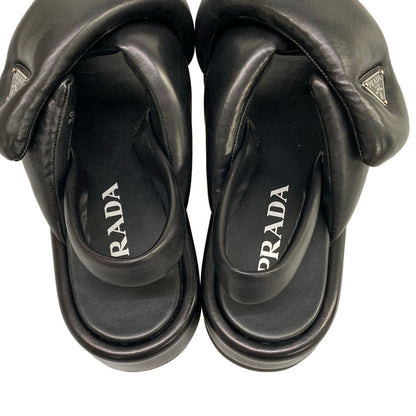 Prada Sandals 39 Black Cross Platform Leather — view 7