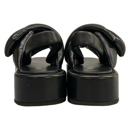 Prada Sandals 39 Black Cross Platform Leather — view 6