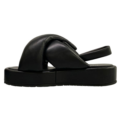 Prada Sandals 39 Black Cross Platform Leather — view 3