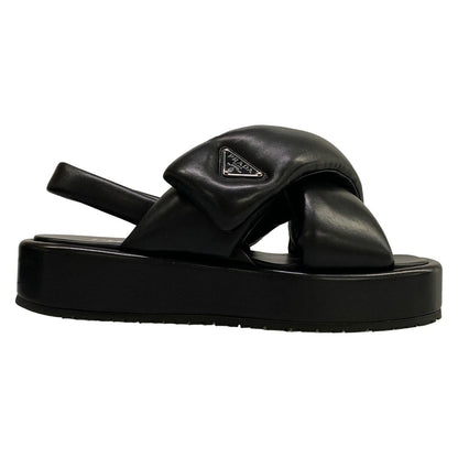 Prada Sandals 39 Black Cross Platform Leather — view 4